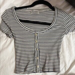 Striped Button-Up Women's Top